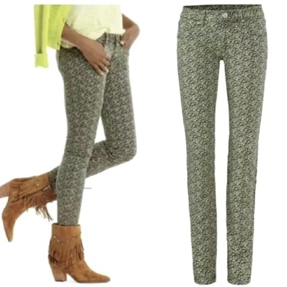 CABI #5083 Green/Multi DITSY FLORAL Low-Rise 5-POCKET Skinny Leg PANTS/JEANS 6